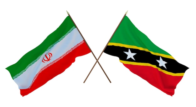 Hintergrund 3D-Rendering für Designer Illustratoren Flaggen zum Nationalen Unabhängigkeitstag Iran und St. Kitts und Nevis