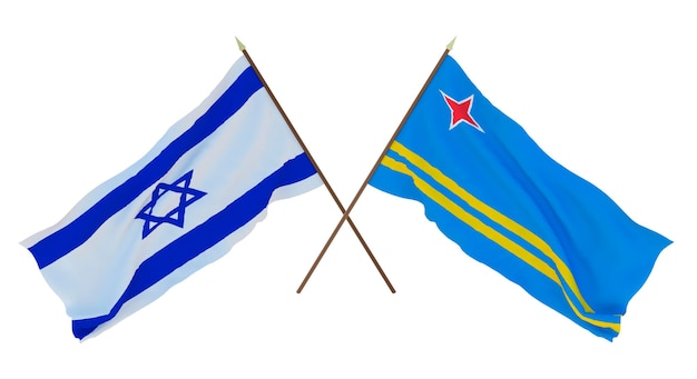 Hintergrund 3D-Rendering für Designer Illustratoren Flaggen zum Nationalen Unabhängigkeitstag Israel und Aruba
