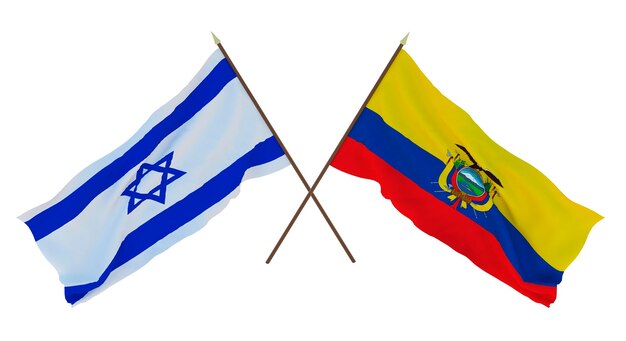 Foto hintergrund 3d-rendering für designer illustratoren flaggen zum nationalen unabhängigkeitstag israel und ecuador