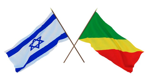 Hintergrund 3D-Rendering für Designer Illustratoren Flaggen zum Nationalen Unabhängigkeitstag Israel und Kongo Brazzaville