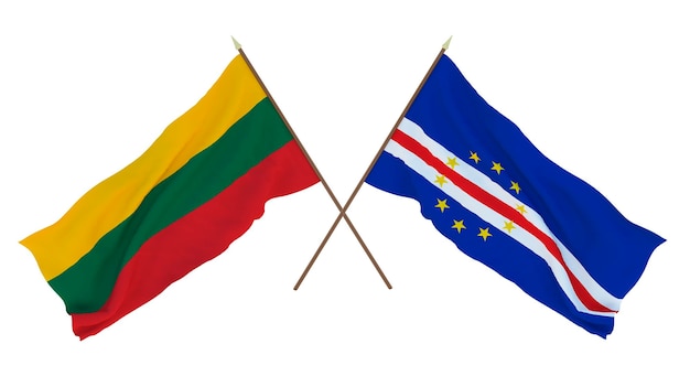 Hintergrund 3D-Rendering für Designer Illustratoren Flaggen zum Nationalen Unabhängigkeitstag Litauen und Kap Verde