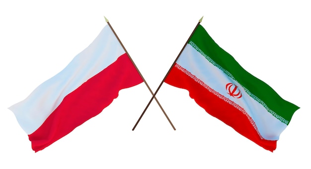 Hintergrund 3D-Rendering für Designer Illustratoren Flaggen zum Nationalen Unabhängigkeitstag Polen und Iran