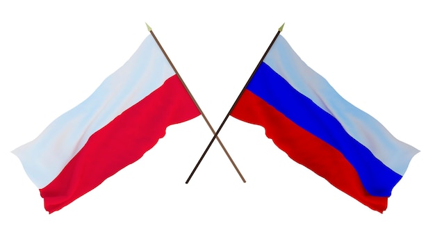 Hintergrund 3D-Rendering für Designer Illustratoren Flaggen zum Nationalen Unabhängigkeitstag Polen und Russland