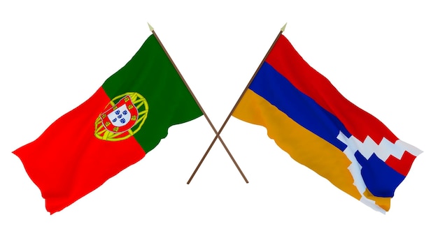 Hintergrund 3D-Rendering für Designer Illustratoren Flaggen zum Nationalen Unabhängigkeitstag Portugal und Arzach