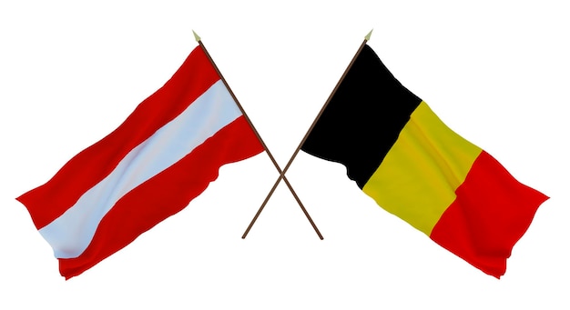 Hintergrund 3D-Rendering für Designer Illustratoren Flaggen zum Nationalen Unabhängigkeitstag Österreich und Belgien