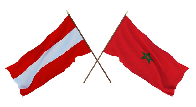 Hintergrund 3D-Rendering für Designer Illustratoren Flaggen zum Nationalen Unabhängigkeitstag Österreich und Marokko