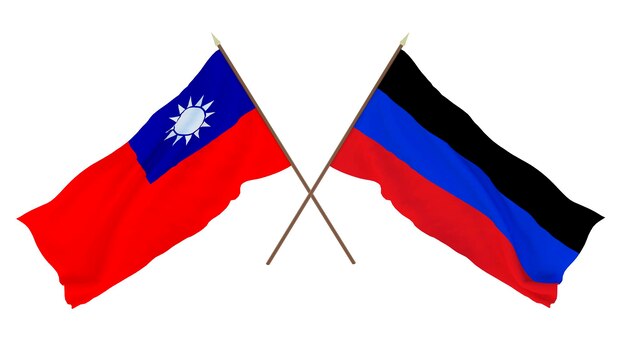 Hintergrund 3D-Rendering für Designer Illustratoren Flaggen zum Nationalen Unabhängigkeitstag Taiwan und Donezk Volksrepublik
