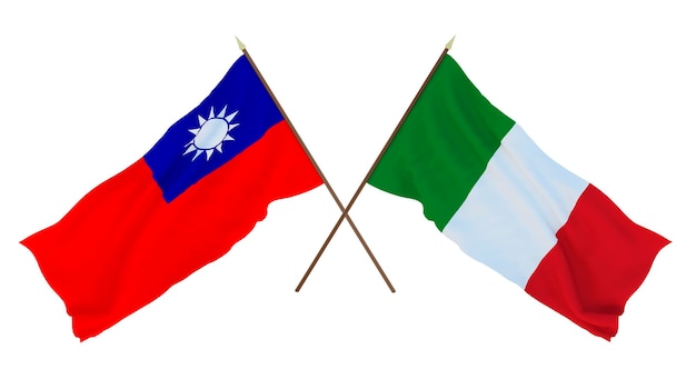Hintergrund 3D-Rendering für Designer Illustratoren Flaggen zum Nationalen Unabhängigkeitstag Taiwan und Italien