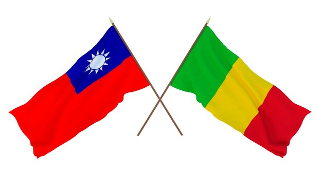 Hintergrund 3D-Rendering für Designer Illustratoren Flaggen zum nationalen Unabhängigkeitstag Taiwan und Mali