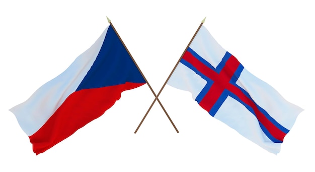 Hintergrund 3D-Rendering für Designer Illustratoren Flaggen zum Nationalen Unabhängigkeitstag Tschechische Republik und die Färöer-Inseln