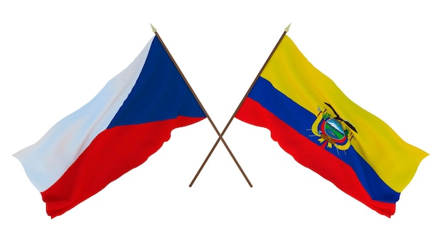 Hintergrund 3D-Rendering für Designer Illustratoren Flaggen zum Nationalen Unabhängigkeitstag Tschechische Republik und Ecuador