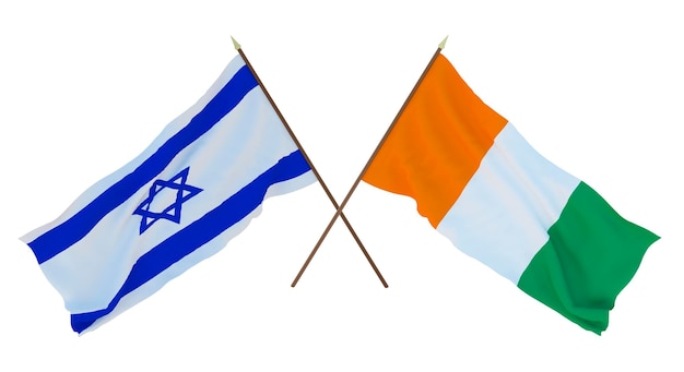 Hintergrund 3D-Rendering für Designer Illustratoren Nationale Flaggen zum Unabhängigkeitstag Israel und Elfenbeinküste