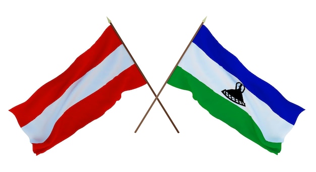 Hintergrund 3D-Rendering für Designer Illustratoren Nationale Unabhängigkeitstagsflaggen Österreich und Lesotho