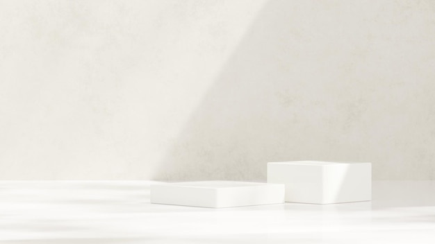 Hintergrund 3D-Rendering minimalistisches weißes Podium für die Produktpräsentation in der Landschaft