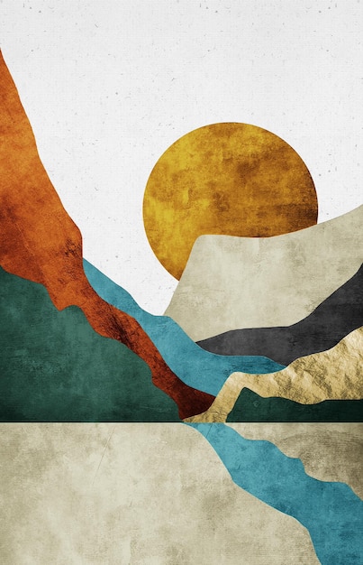 Hintergrund abstrakte Malerei Tapetendesign mit Pinsel und goldener Kunst Blau rosa schwarz o