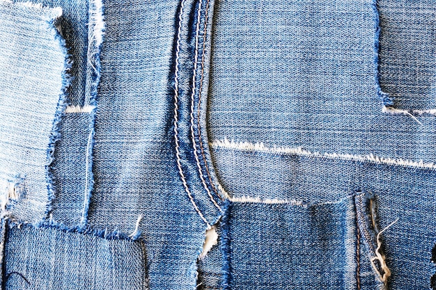 Hintergrund aus alten Jeans-Lappen hautnah