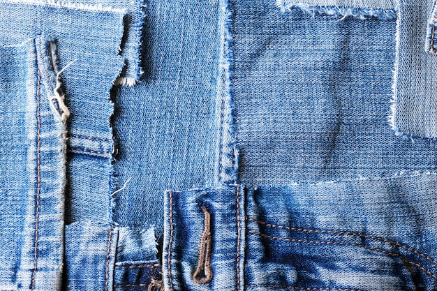 Hintergrund aus alten Jeans-Lappen hautnah