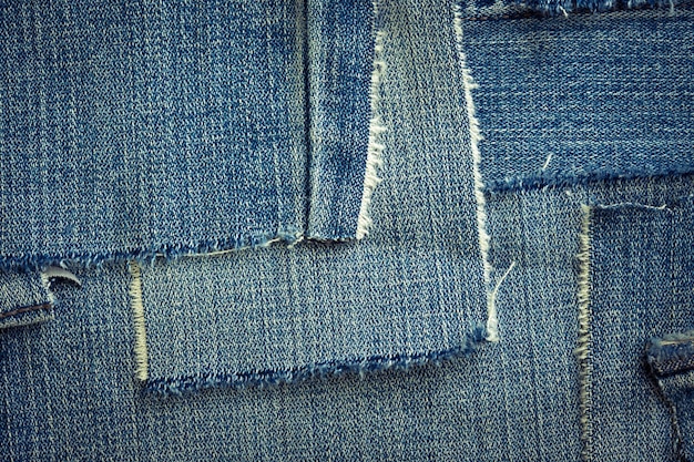 Hintergrund aus alten Jeans-Lappen hautnah