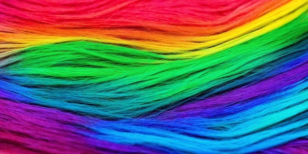 Hintergrund aus bunten Haarsträhnen Abbildung farbiger Fäden Generative KI