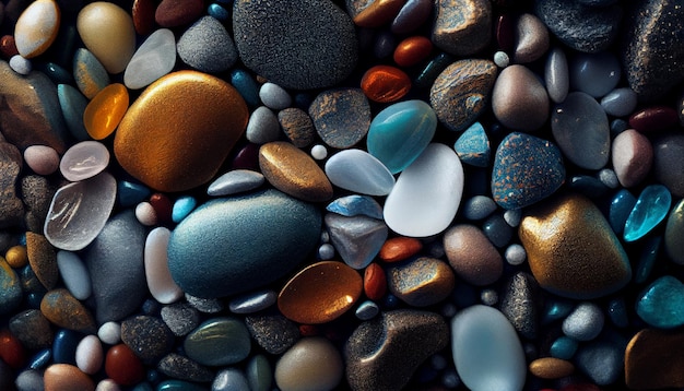 Hintergrund aus bunten Kieselsteinen Bunte Textur aus Meeressteinen