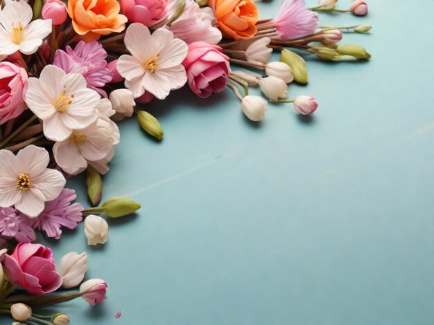 Hintergrund aus Frühlingsblumen mit leerem Raum