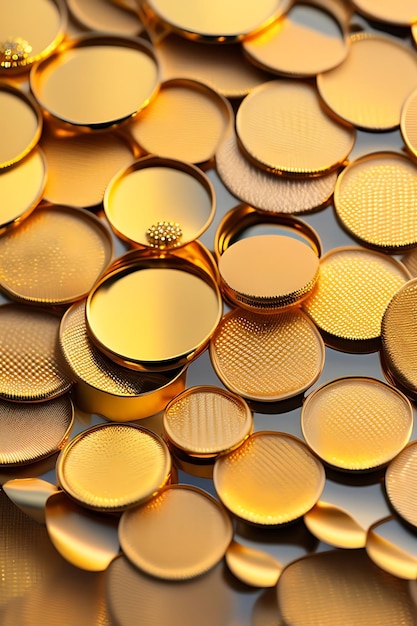 Hintergrund aus goldenen Pailletten Mode glänzender Stoff Schuppen aus runden Pailletten