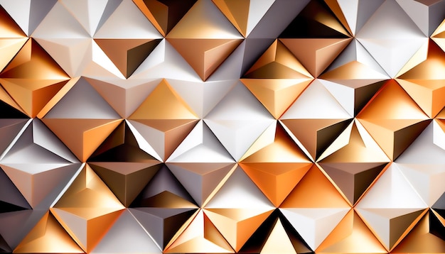 Hintergrund aus goldenen und weißen 3D-Dreiecken Generative KI Generative KI