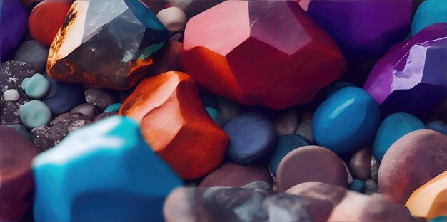 Hintergrund aus mehrfarbigen, farbenfrohen, glänzenden Glasedelsteinen oder Halbedelsteinen