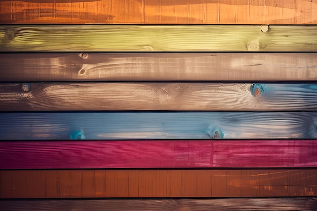 Hintergrund aus mehrfarbigen horizontalen Holzbrettern