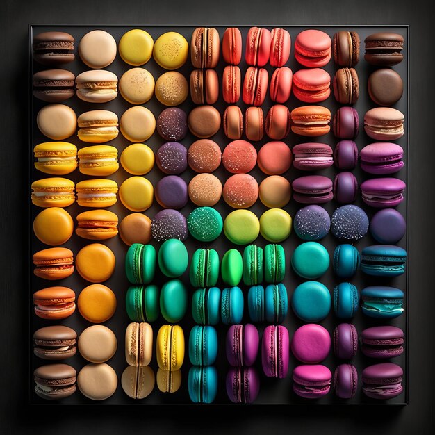 Hintergrund bestehend aus einem mehrfarbigen Set Donuts Süßigkeiten xAGenerative AI
