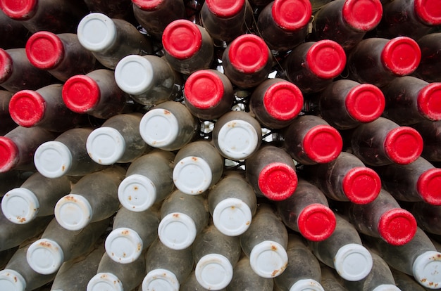 Hintergrund der alten Milchflasche auf Draufsicht