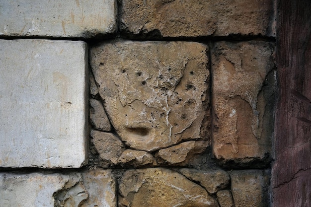 Hintergrund der alten Steinmauer Große quadratische Ziegelstruktur