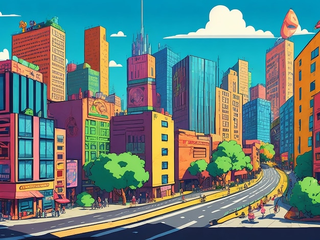 Hintergrund der Big City-Cartoon-Illustration