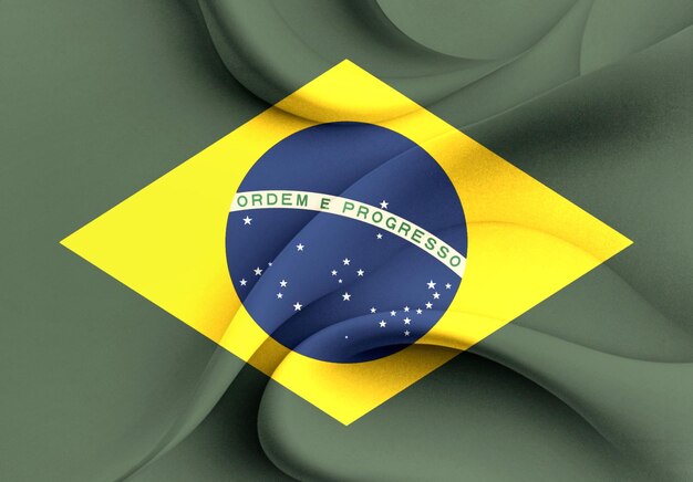 Hintergrund der brasilianischen Flagge auf gewelltem Stoff