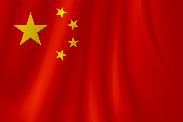 Hintergrund der China-Flagge auf gewelltem, glänzendem Stoff