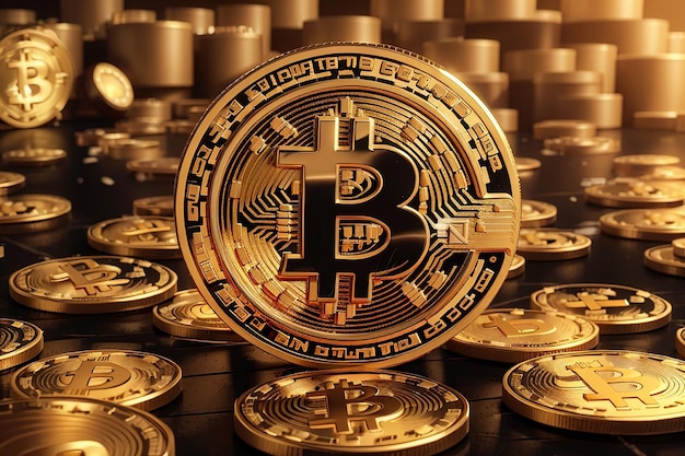Hintergrund der goldenen Kryptowährung Bitcoin