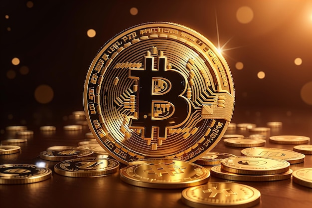 Hintergrund der goldenen Kryptowährung Bitcoin