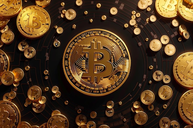 Hintergrund der goldenen Kryptowährung Bitcoin