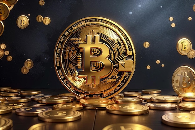 Hintergrund der goldenen Kryptowährung Bitcoin