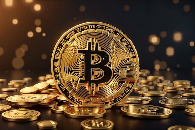 Hintergrund der goldenen Kryptowährung Bitcoin