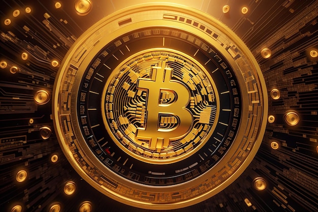 Hintergrund der goldenen Kryptowährung Bitcoin