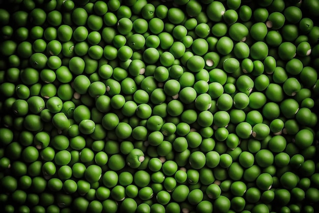 Hintergrund der grünen Erbsen Erbsenschoten auf einem Bauernhof Gesunde Ernährung Ernte in einem ländlichen Garten AI-Generation