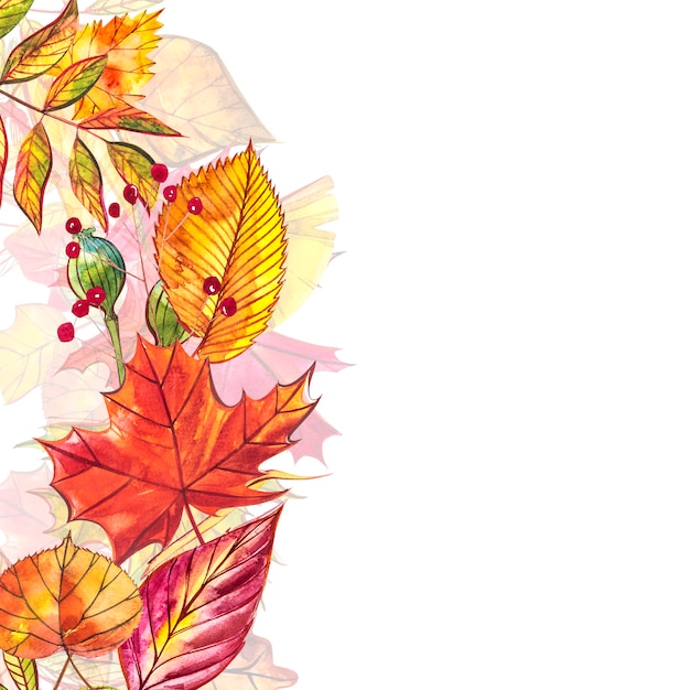 Hintergrund der herbstvorlage. saisonale illustrationen. aquarellillustration.