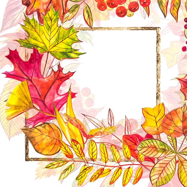 Foto hintergrund der herbstvorlage. saisonale illustrationen. aquarellillustration.