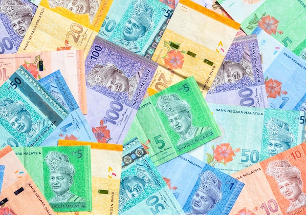 Hintergrund der malaysischen Ringgit-Banknoten Finanzkonzept