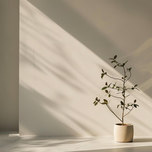 Hintergrund der minimalistischen weißen Tischpflanze
