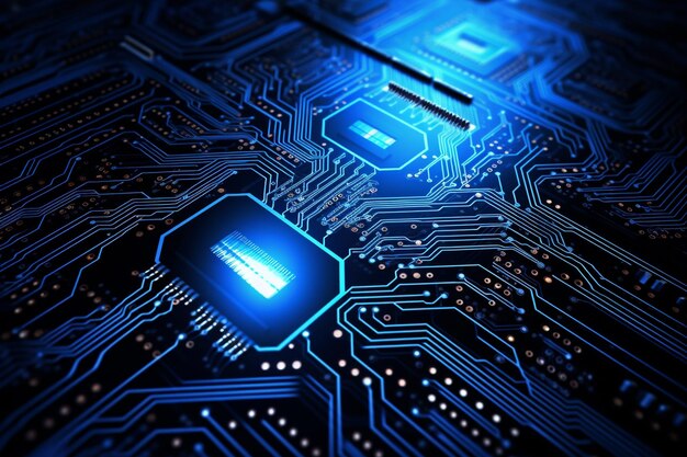 Hintergrund der Motherboard-Schaltkreistechnologie in gradientblau