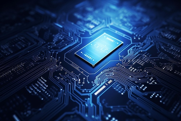 Hintergrund der Motherboard-Schaltkreistechnologie in gradientblau