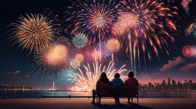 Hintergrund der Neujahrsfeier mit Feuerwerk