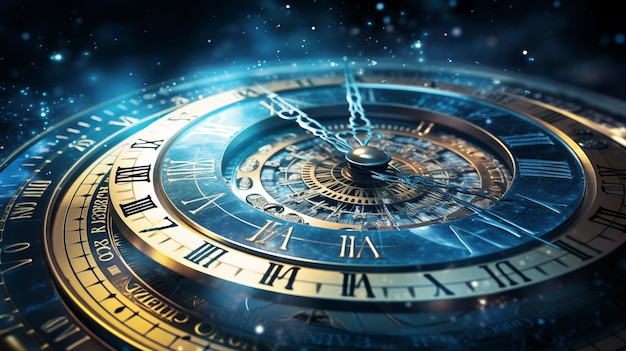 Hintergrund der Quantenphysik-Technologie, Zeit- und Datumsüberschreitung